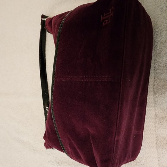 Beautiful rich purple soft velvet Lauren Ralph Lauren shoulder bag with zipper - Picture 4 of 5